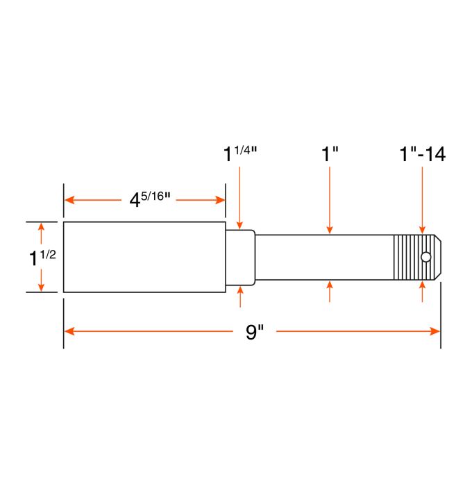 Mandrin 1K graissable 1" x 9" diamètre 1 1/2"