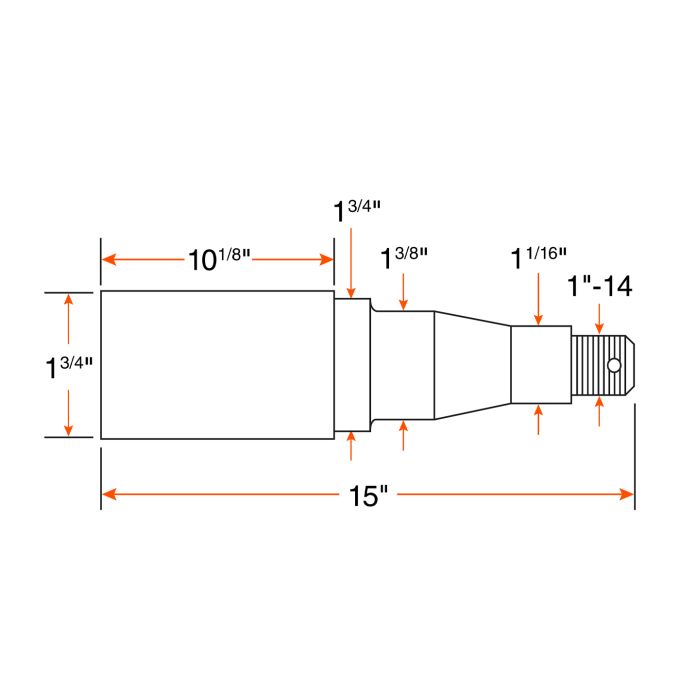 Mandrin 3,5K graissable machiné 15" avec rondelle