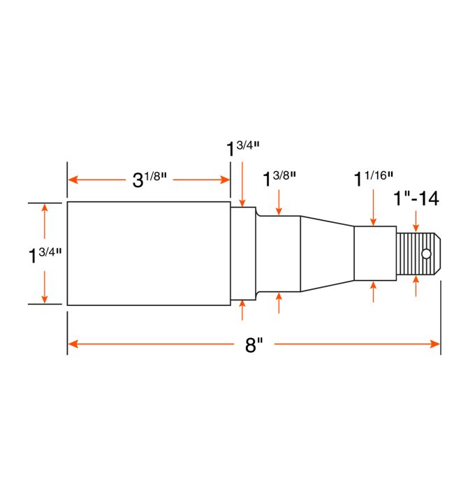 Mandrin 3,5K graissable machiné 8"