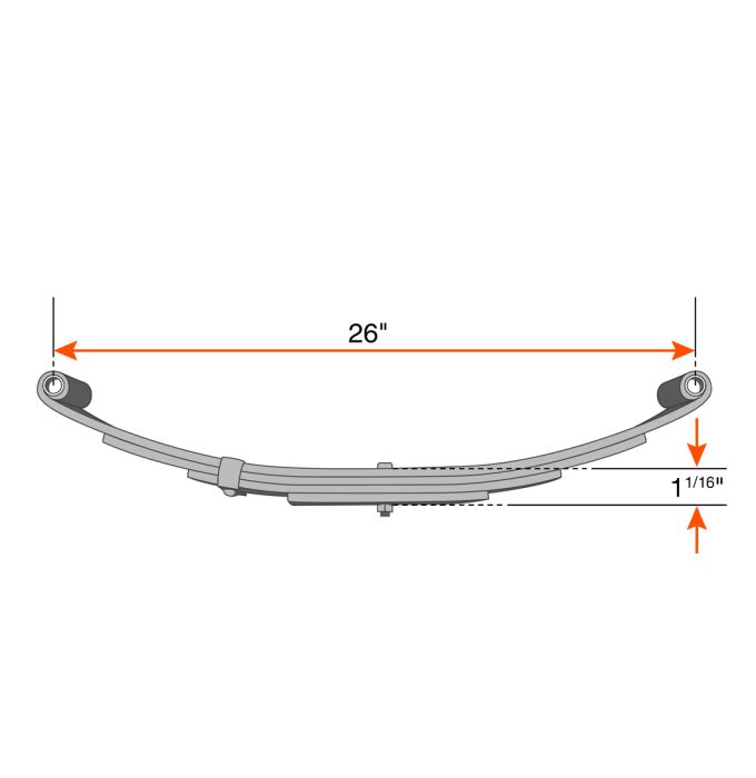 Ressort à 2 yeux de 3L 1500 lbs 26" x 1 3/4" UNA-050
