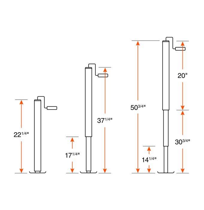 Vérin ajustable 7K 15" zinc poignée dessus RAM