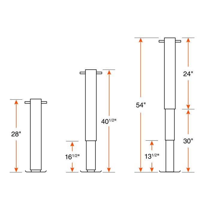 Vérin ajustable 12K 12 1/2" zinc poignée de côté et base renforcie RAM