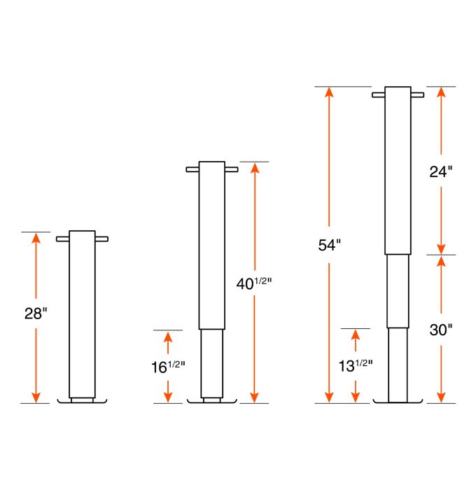 Vérin ajustable 12K 12 1/2" zinc poignée avant et base renforcie RAM