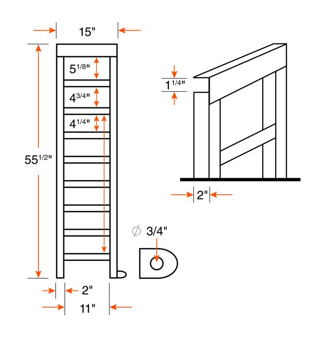 Rampe de chargement 55 1/2" x 15" x 2" acier galvanisé 3,5K