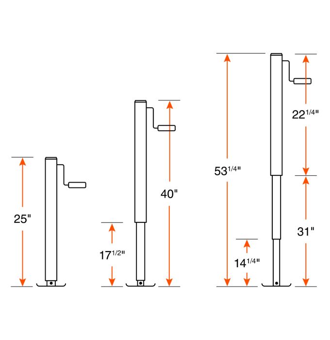 Vérin ajustable 7K 15" zinc poignée de côté RAM