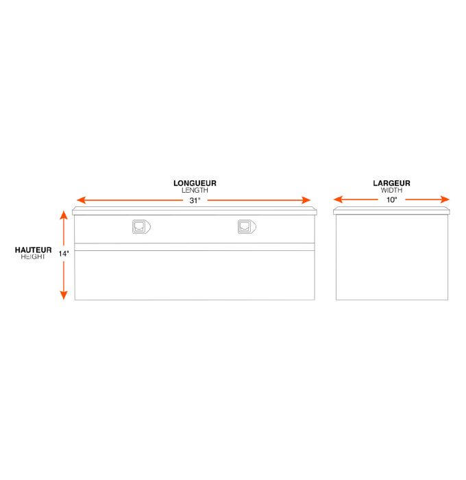 Coffre utilitaire 31" x 10" x 14" aluminium FRAMECO