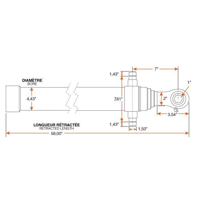 Cylindre télescopique de 144" 12 tonnes
