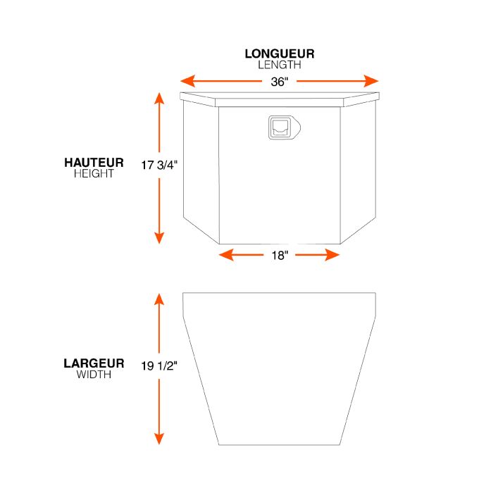 Coffre triangulaire 36" x 19 1/2" x 17 3/4" plastique noir DEEZEE