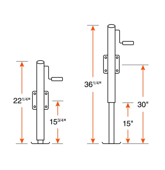 Vérin pivotant 5K 15" zinc poignée de côté RAM