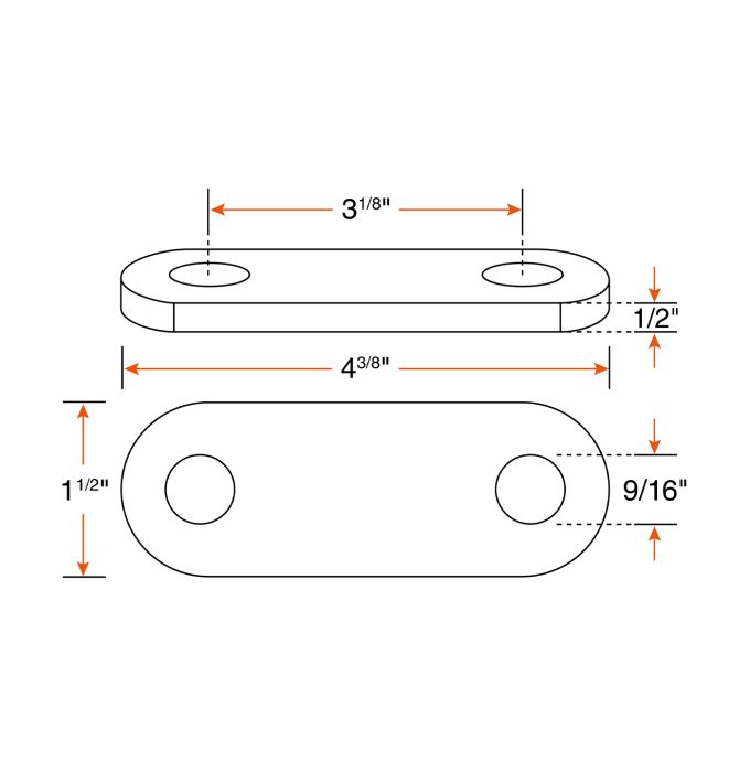 Lien mobile de 3 1/8" x 1/2" long en zinc
