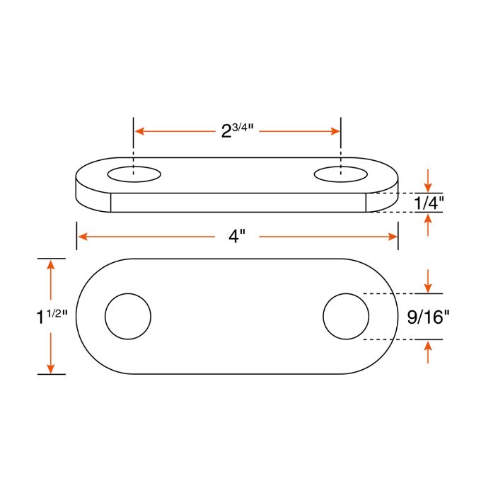 Lien mobile de 2 3/4" x 1/4" moyen en zinc
