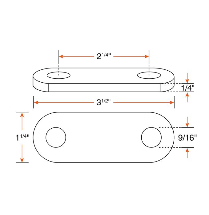 Lien mobile de 2 1/4" x 1/4" court en zinc